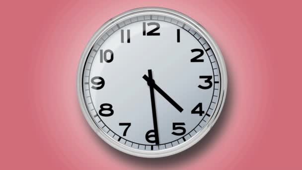 Veinticuatro Horas Timelapse Del Moderno Reloj Hormigón Minimalista Pared Roja — Vídeos de Stock