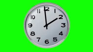 Yeşil arka planda 24 Saat Modern Minimalist Beton Saat.