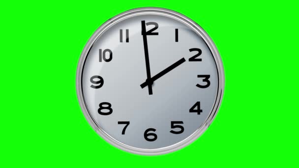 Vinte Quatro Horas Timelapse Modern Relógio Concreto Minimalista Fundo Verde — Vídeo de Stock