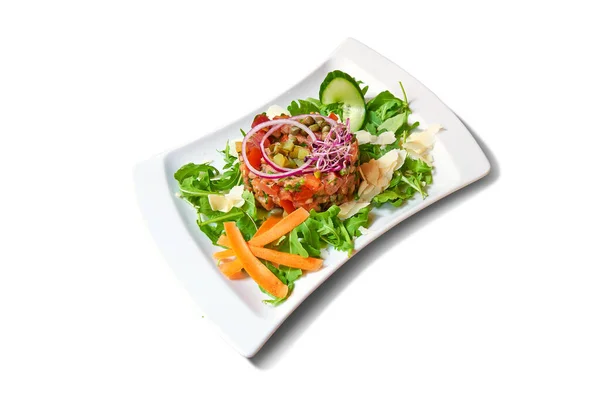 Pub Food Plate Beef Salad Isolated White — Stock Photo, Image