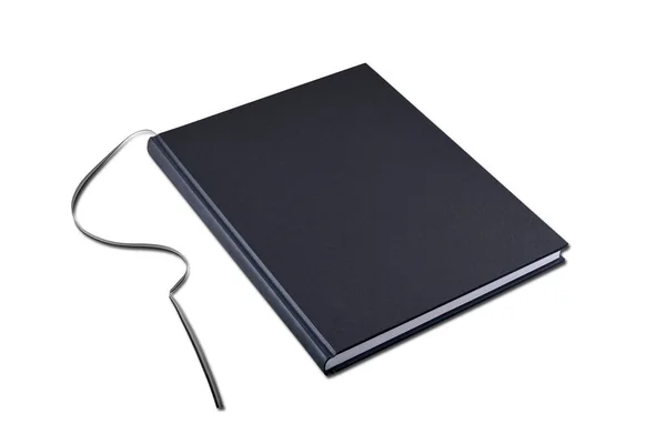 Black Hard Book Cover Ansicht Der Perspektive Isoliert Auf Weiß — Stockfoto