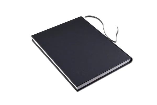 Black Hard Book Cover View Perspective Isolated White — Stock Photo, Image