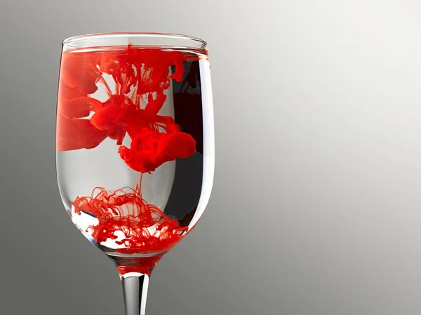 Vörös Tinta Csepp Vizes Üveg Absztrakt Emulzió — Stock Fotó