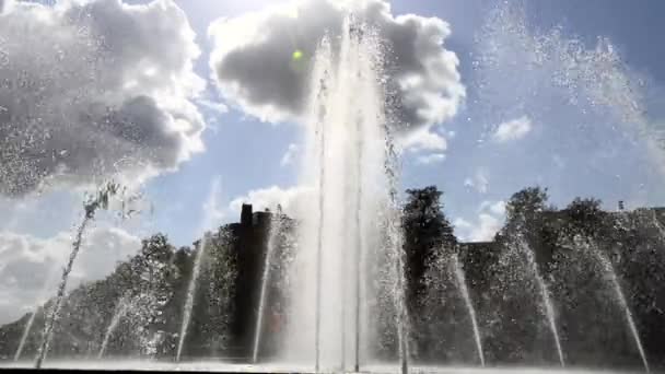 Fontän i Belgien offentlig park — Stockvideo