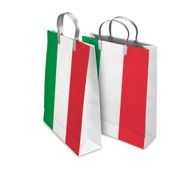 Två påsar öppnas och stängs med Italien flagga. Retail verksam — Stockfoto