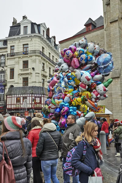 Mercado de Natal em Bruxelas, Maravilhas de Inverno . — Fotografia de Stock