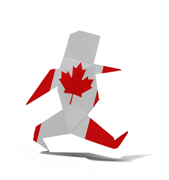 Mann im Origami mit der kanadischen Flagge — Stockfoto