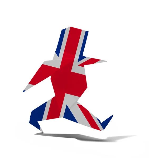 Mann im Origami mit der Englandfahne — Stockfoto