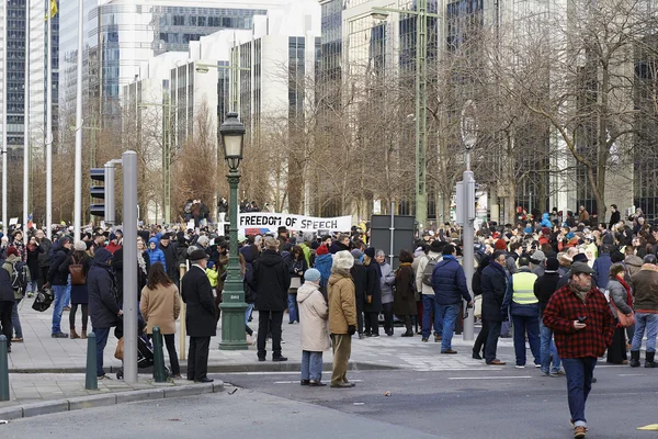 Ciudadano caminando en Bruselas el domingo, 11 de enero de 2015 — Foto de Stock