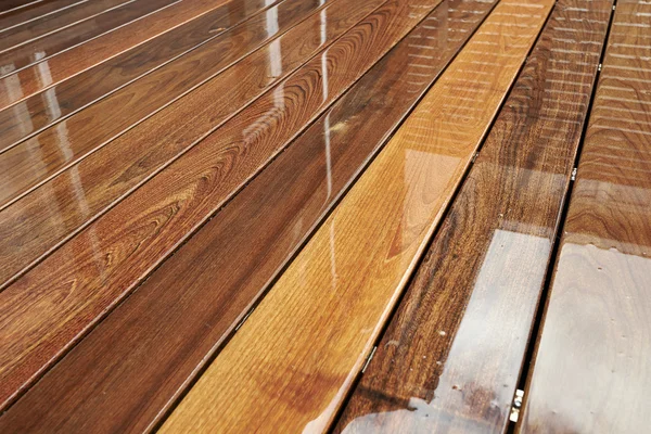 Wet Outdoor Decking Surface — Stock Photo, Image