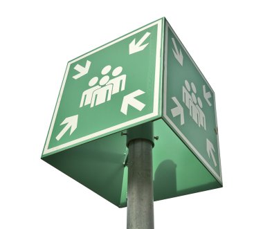 Meeting or assembly point sign - clipping path clipart