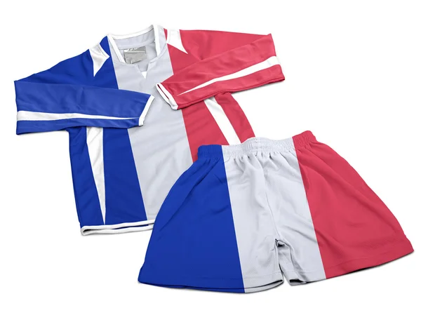 Bandera de France on nylon soccer sportswear clothes —  Fotos de Stock