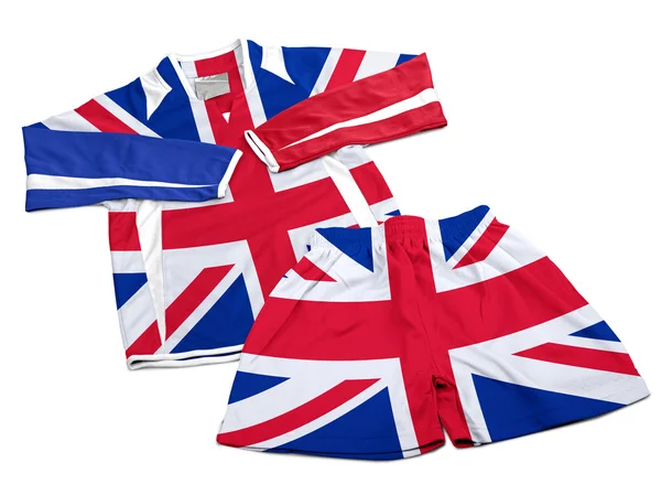 Flag from GB on nylon soccer sportswear clothes — Stock Photo, Image