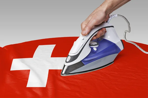 Vyhladit vrásky vlajky-Švýcarsko — Stock fotografie