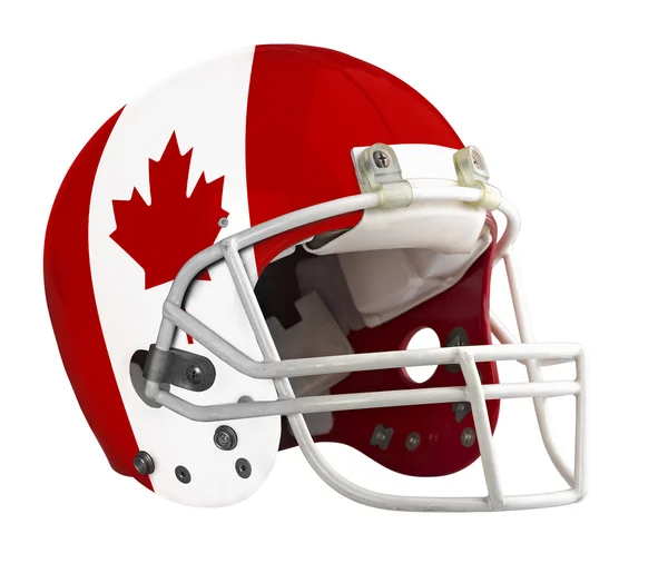 Amerikanischer Fußballhelm mit kanadischer Flagge — Stockfoto