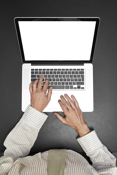 Werken op laptop - van bovenaf — Stockfoto