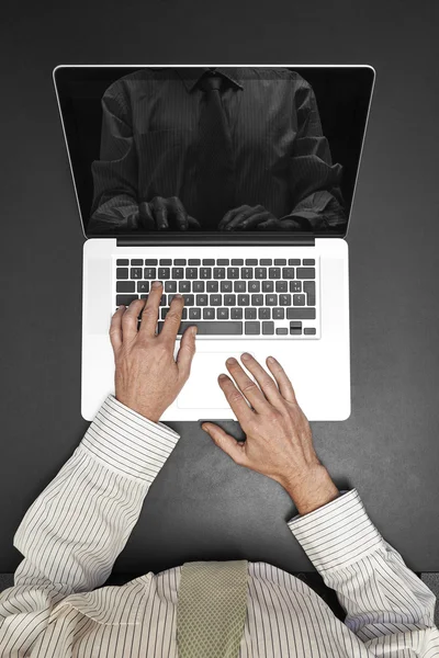 Working on laptop - from above — Stock Photo, Image