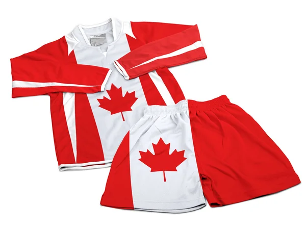 在尼龙足球运动服衣服上旗子从加拿大 — 图库照片