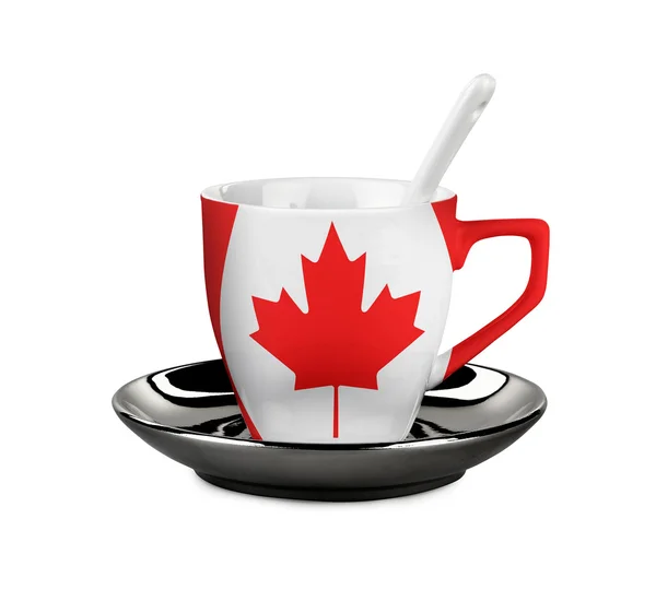 Perfeito Canadá Flagged café ou xícara de chá com colher — Fotografia de Stock