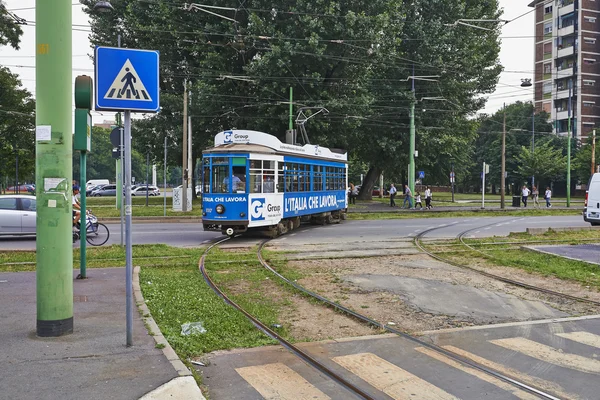 Milan blue Cable Car — Φωτογραφία Αρχείου