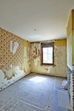 renovation in abandoned room clipart