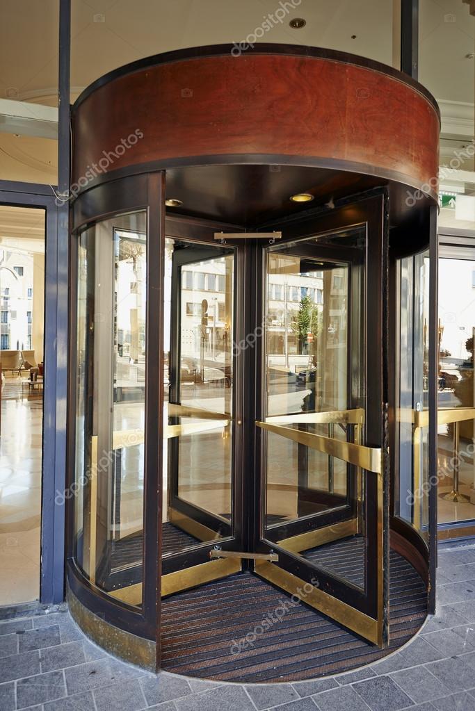 BRUSSELS,BELGIUM - 29 AUGUST 2015: The main entrance and the Glass revolving door at Hotel Hilton Grand Place in Brussels on 29 August 2015