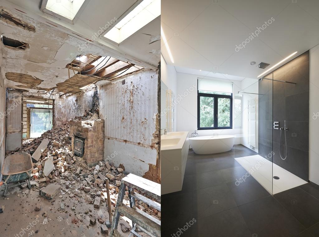 Ristrutturazione di un bagno prima e dopo — foto stock © bombaert ... Ristrutturazione prima e dopo