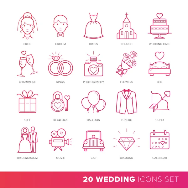 Vector de conjunto de iconos nupciales o matrimonios de todo tipo . — Archivo Imágenes Vectoriales