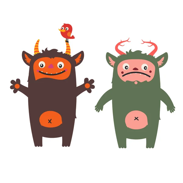 Twee schattige monsters — Stockvector