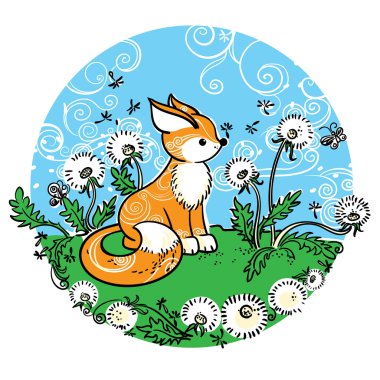 Bebek fox bir çayırda