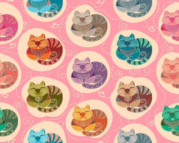 Gatos encantadores patrón sin costuras — Vector de stock