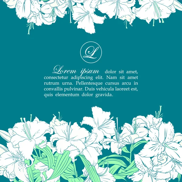 Kaartsjabloon met witte lelies — Stockvector