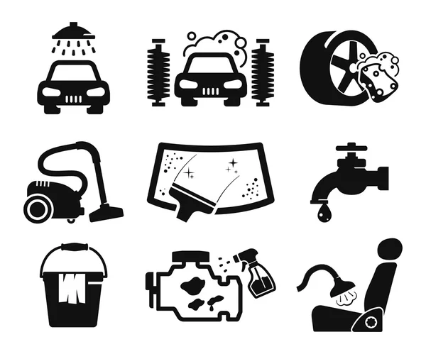 Juego de iconos de lavado de coches — Vector de stock