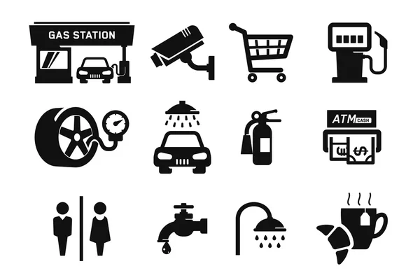 Gas station pictogrammen — Stockvector