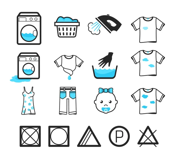 Laundry icons set — Stock Vector