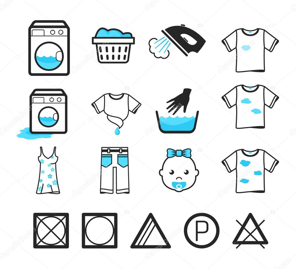 Laundry icons set