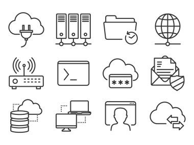 Networking icons set clipart
