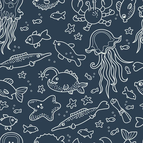 Sea creatures doodle pattern Stock Vector by ©Nevada31 80650188