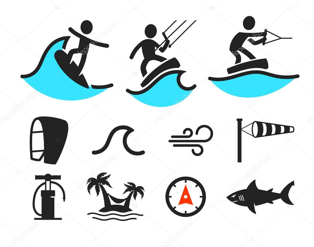 Summer water sport pictograms 