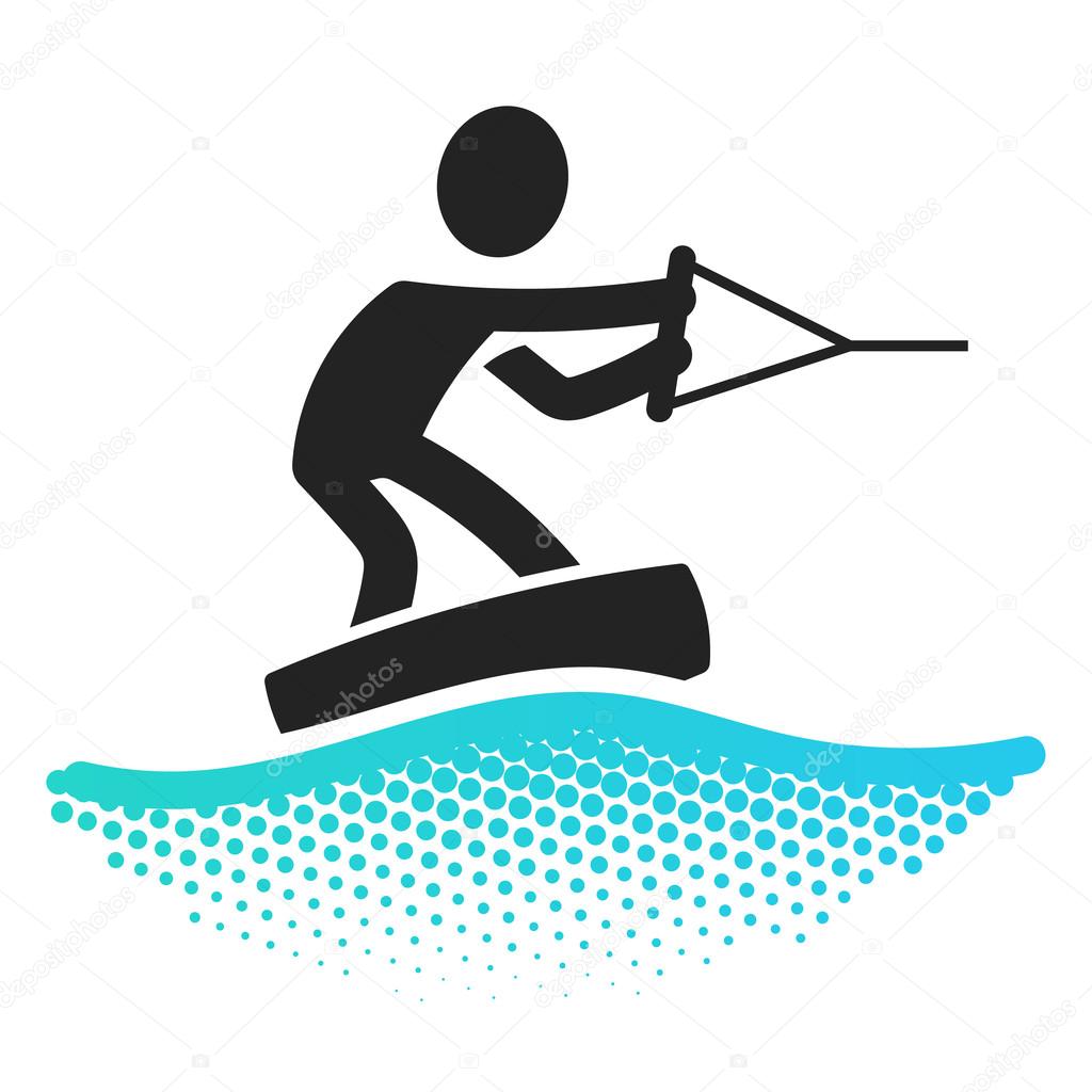 Wake boarding icon pictograms symbol