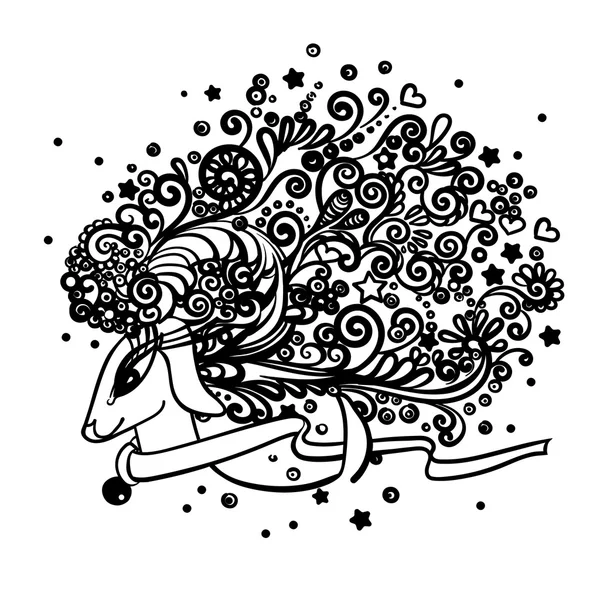 Zentangle deer drawing — Stock Vector