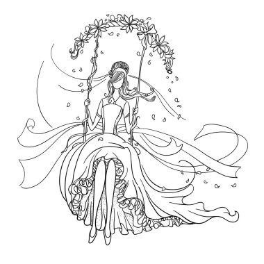 bir salıncak üzerinde güzel gelin