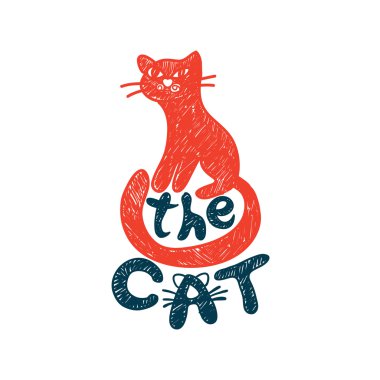 Kedi serbest yazı ile çizim