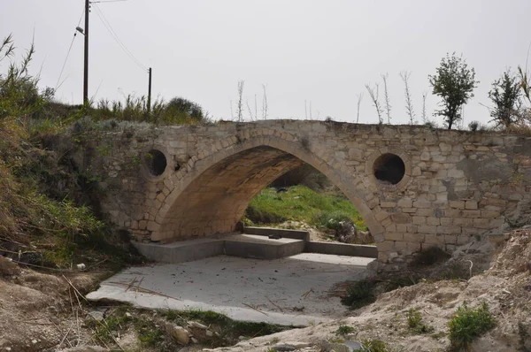 Красивый Древний Каменный Мост Кипре — стоковое фото