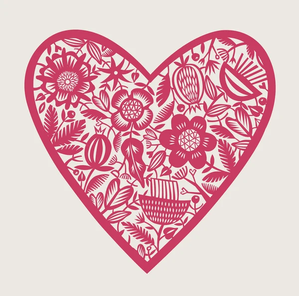 Diseño de corazón floral vintage — Vector de stock