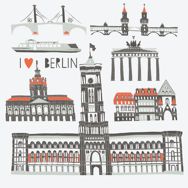 Marcos e monumentos de Berlim — Vetor de Stock