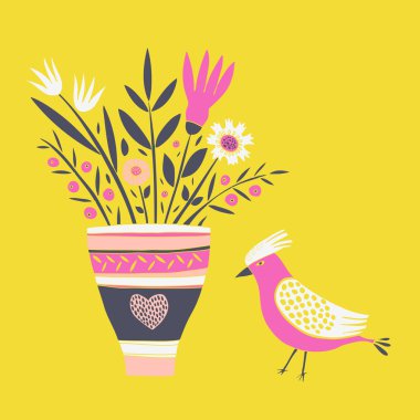 çiçekli küçük kuş