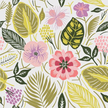 desenli çiçekler ve yapraklar