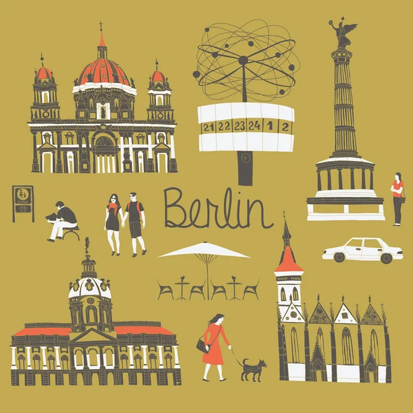 Berlin simge ve anıtlar — Stok Vektör