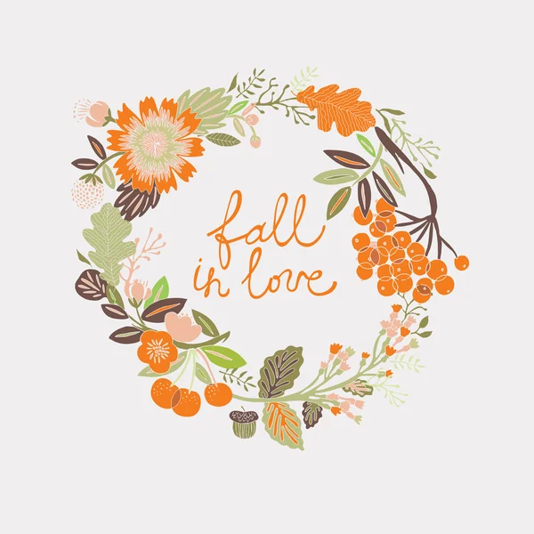 Podzim v lásce věnec — Stockový vektor